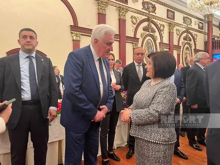 Sahibə Qafarova Moskvada Heydər Əliyevin yubileyi münasibətilə keçirilən rəsmi qəbulda çıxış edib