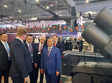 Azerbaijani defense minister attends booth of EDGE company