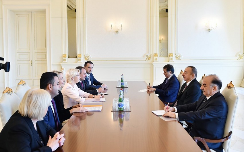 President Ilham Aliyev received a delegation led by Speaker of the Latvian Saeima