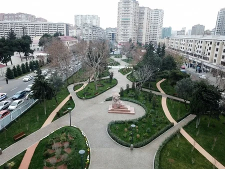 President Ilham Aliyev views ongoing renovation works in another park in Baku