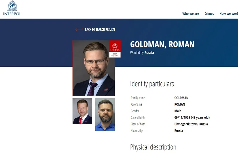 Rusiya milyonlarla dollar dələduzluqda ittiham olunan keçmiş deputat Roman Qoldmanı İnterpol xətti ilə tutmaq istəyir