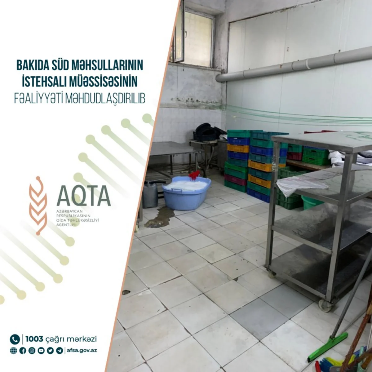 Bakıda süd məhsullarının istehsalı müəssisəsi bağlanıb