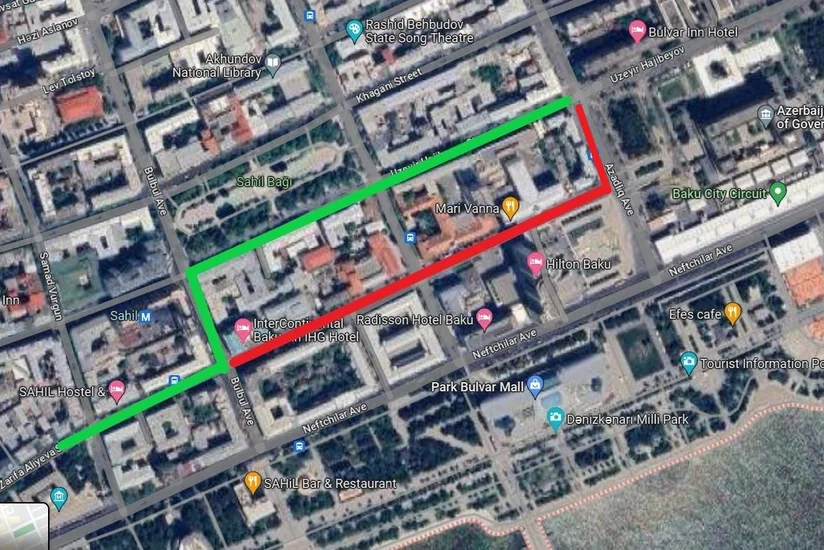 Завтра в Баку будет полностью перекрыт участок одной из центральных улиц