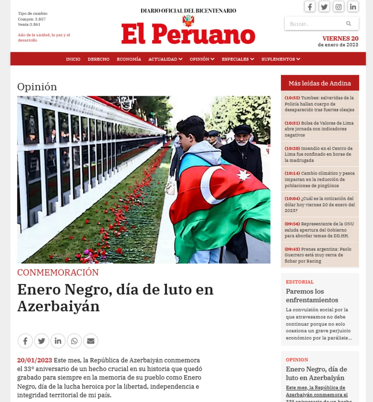 33rd anniversary of January 20 tragedy in Peruvian media