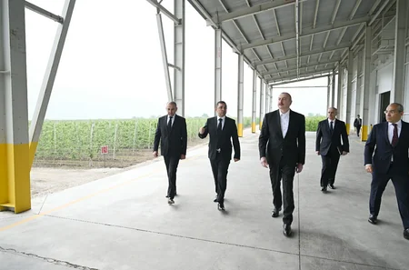 President Ilham Aliyev inspects operations of horticulture and cold storage complex in Gusar District