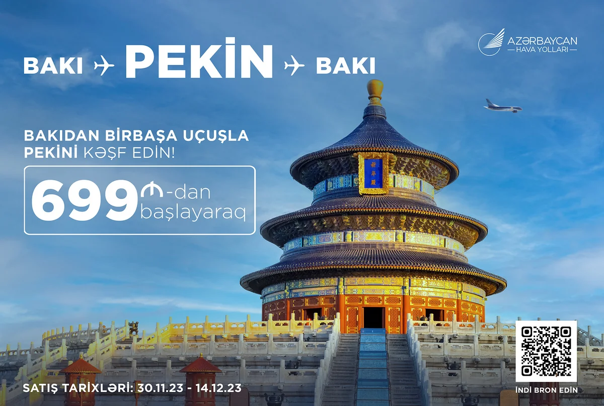 AZAL Bakı-Pekin istiqamətində endirimli biletlər təklif edir