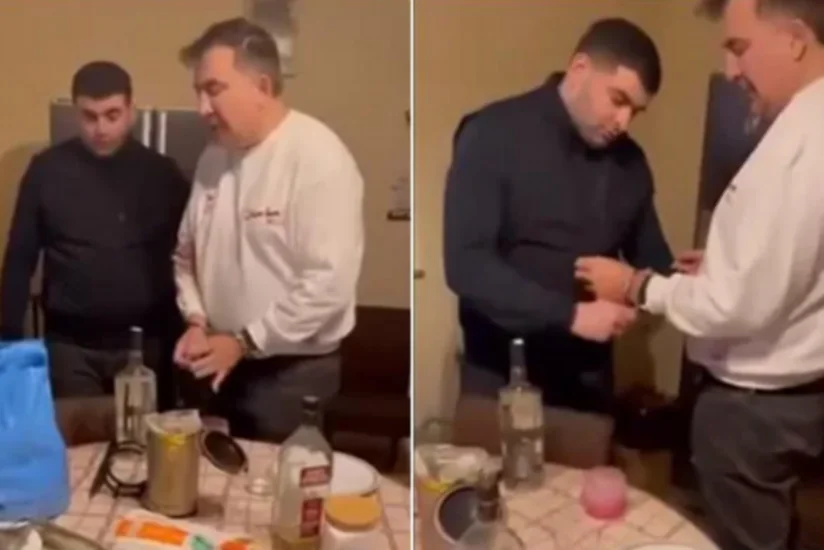 Saakaşvilinin Tbilisidə saxlanılmasının görüntüləri yayılıb