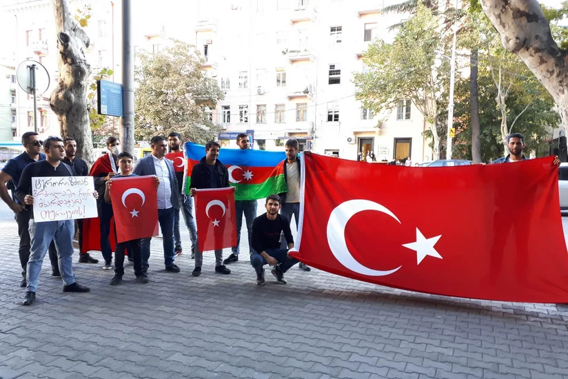 Азербайджанская молодежь провела в Тбилиси акцию в поддержку Турции - ФОТО