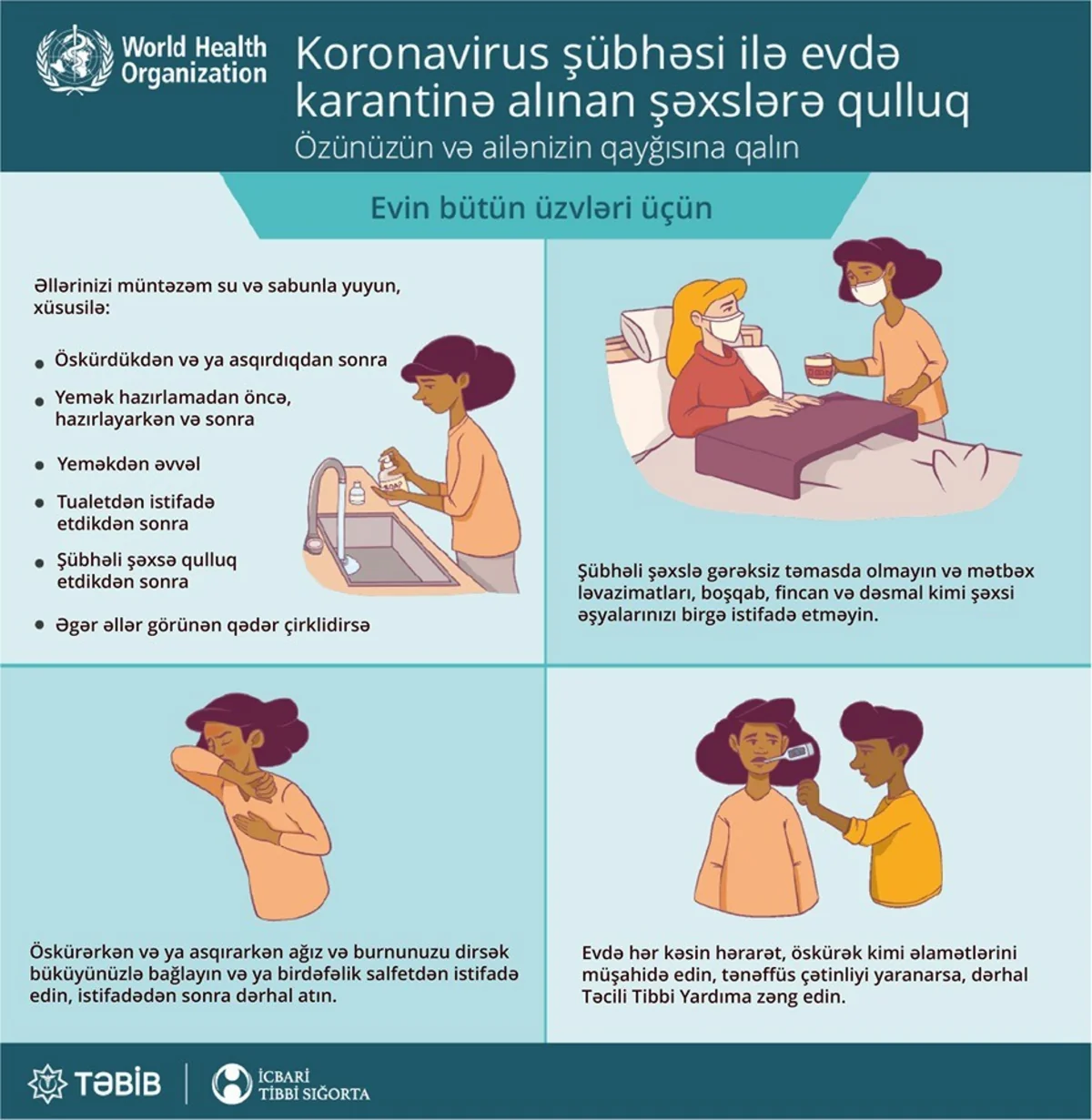 Evdə karantinə alınan şəxslərə qulluq qaydaları