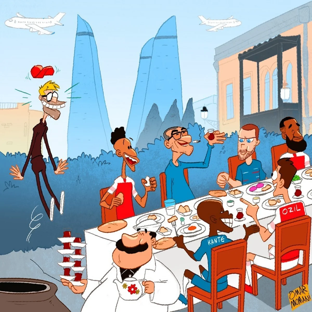 Omar Momani Kloppun Bakı barədə fikirlərinə karikatura ilə cavab verib