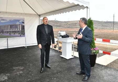 Ilham Aliyev lays foundation of Jabrayil Central Hospital
