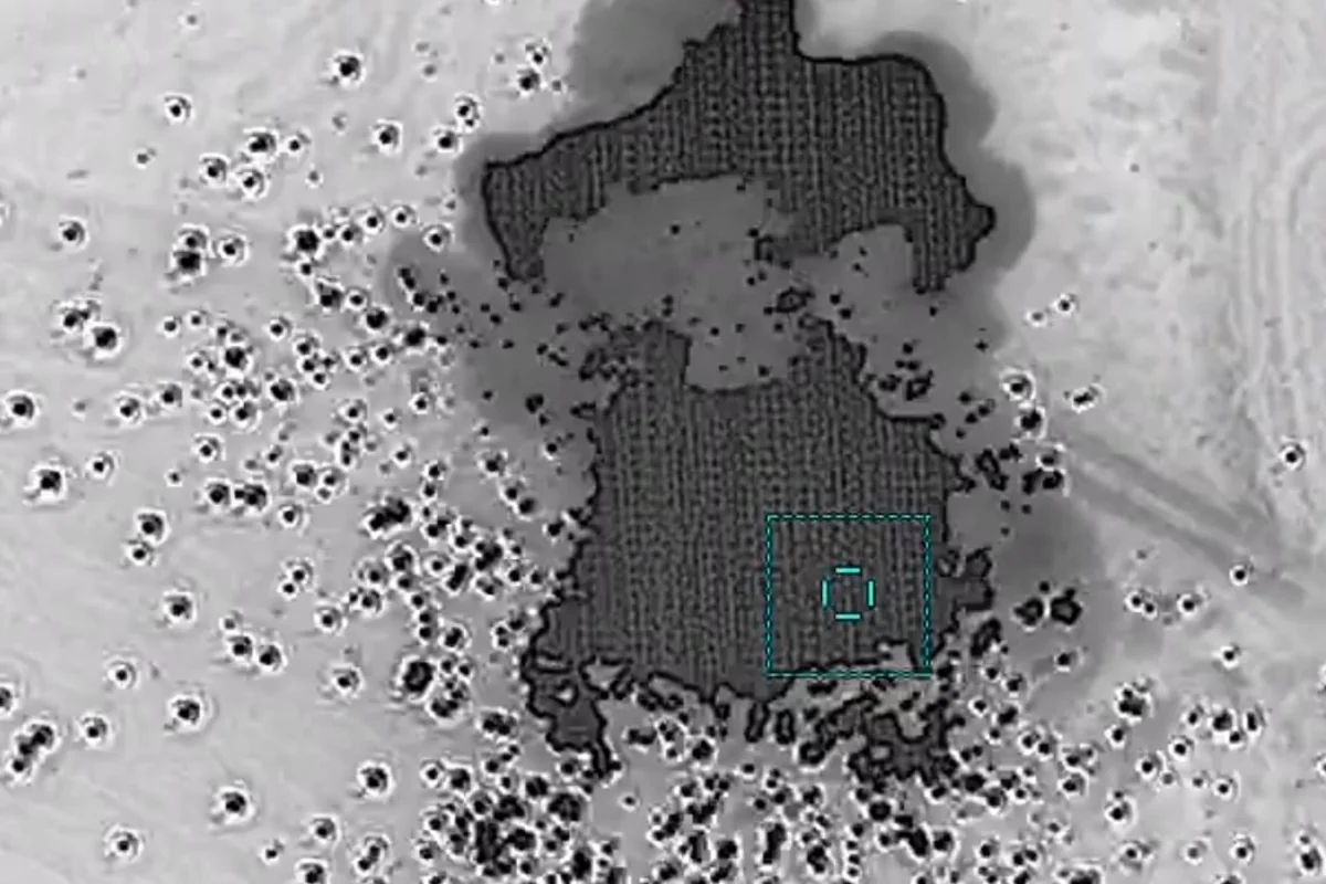 Enemy's military trucks loaded with ammunition blown up