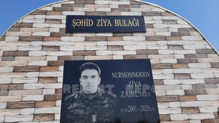 Kürdəmirdə Vətən müharibəsi şəhidinin xatirəsinə tikilən bulağın açılışı olub