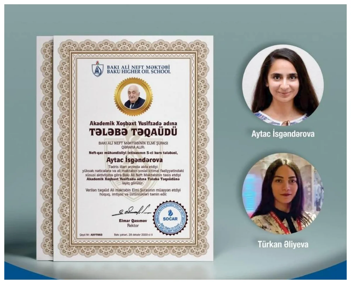 BANM-in daha 2 tələbəsi akademik Xoşbəxt Yusifzadə adına təqaüdə layiq görüldü