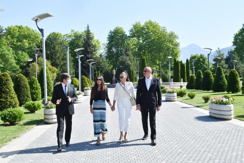 President Ilham Aliyev arrives in Gabala district