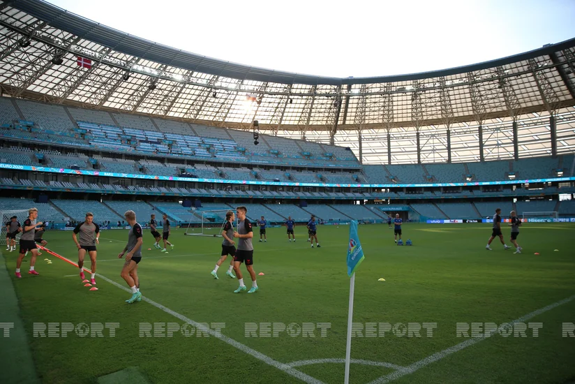 Danimarkanın Çexiya ilə oyundan əvvəl Bakıda son məşqi - FOTOREPORTAJ