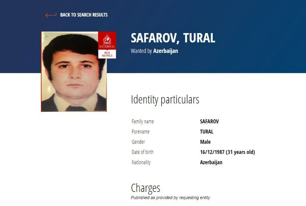 Azərbaycan daha bir nəfəri “İnterpol” xətti ilə axtarışa verib