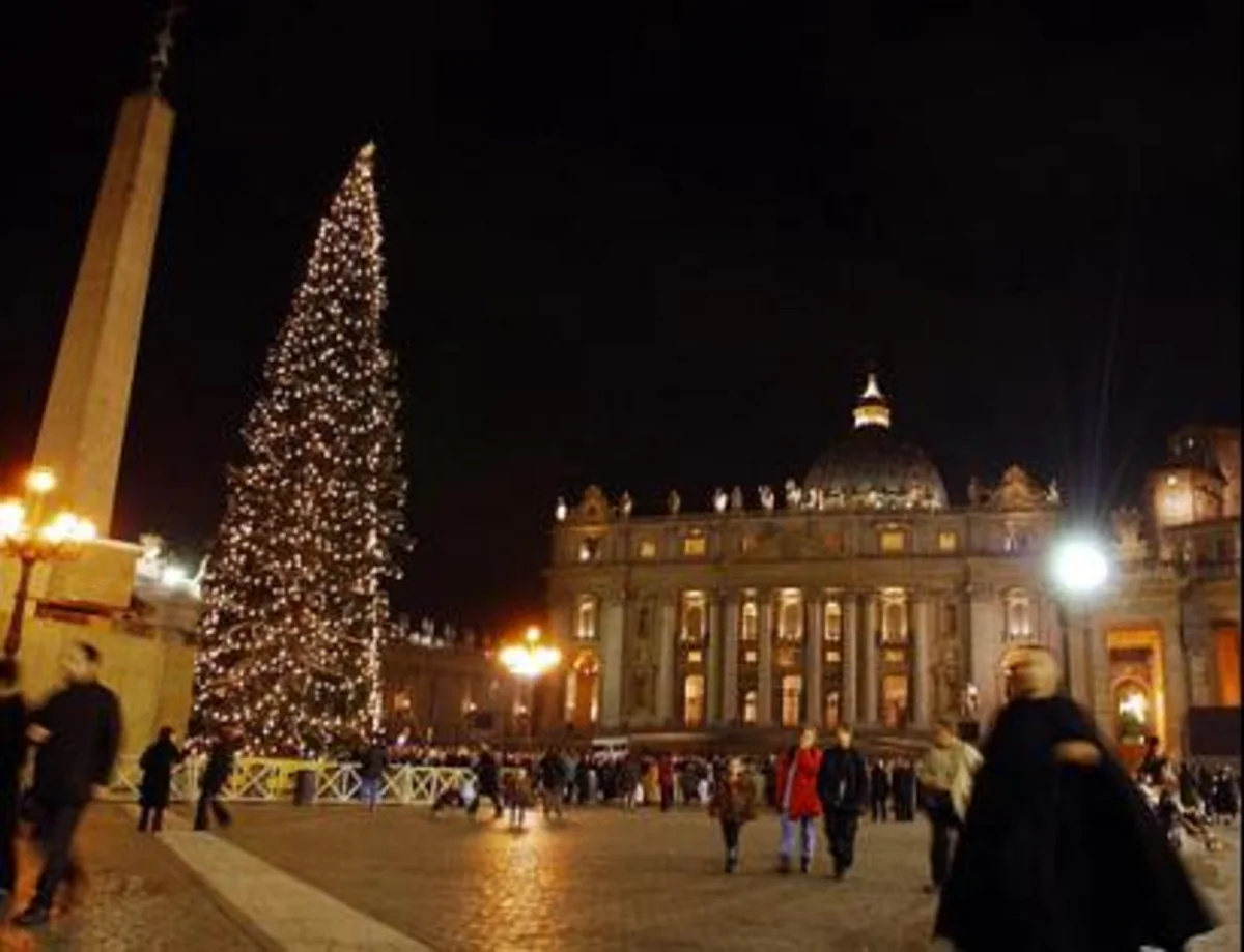 Vatican Christmas tree lights switched on in St Peter’s Square