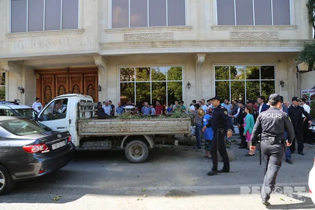 В Баку жители провели акцию протеста против вырубки деревьев - ФОТО