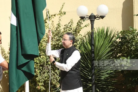 Flag raised at Pakistani Embassy in Azerbaijan on occasion of Independence Day