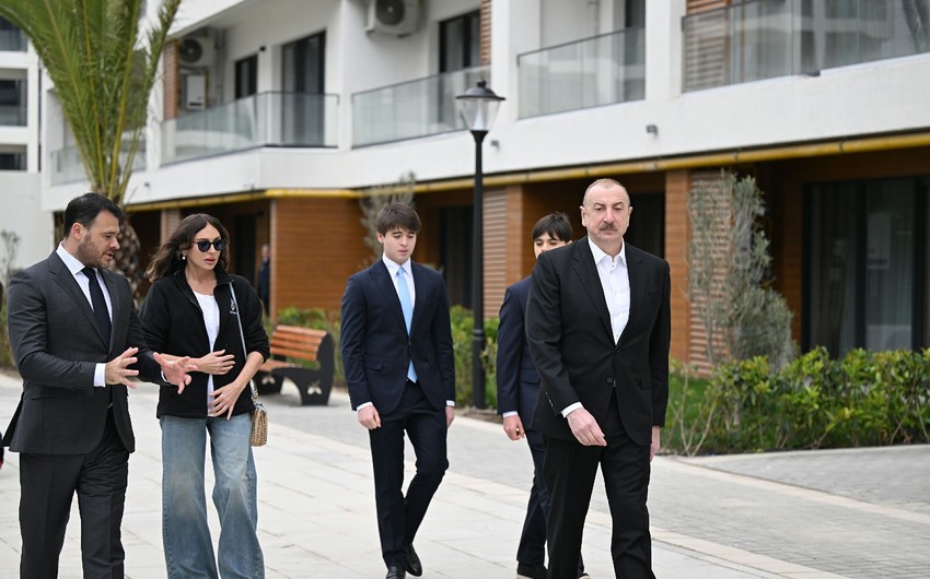 President Ilham Aliyev and First Lady Mehriban Aliyeva review projects at Sea Breeze resort