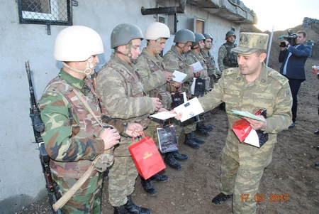 Səbail RİH-nin rəhbərliyi və rayon ictimaiyyəti Tərtər rayonunda hərbi hissəyə baş çəkiblər