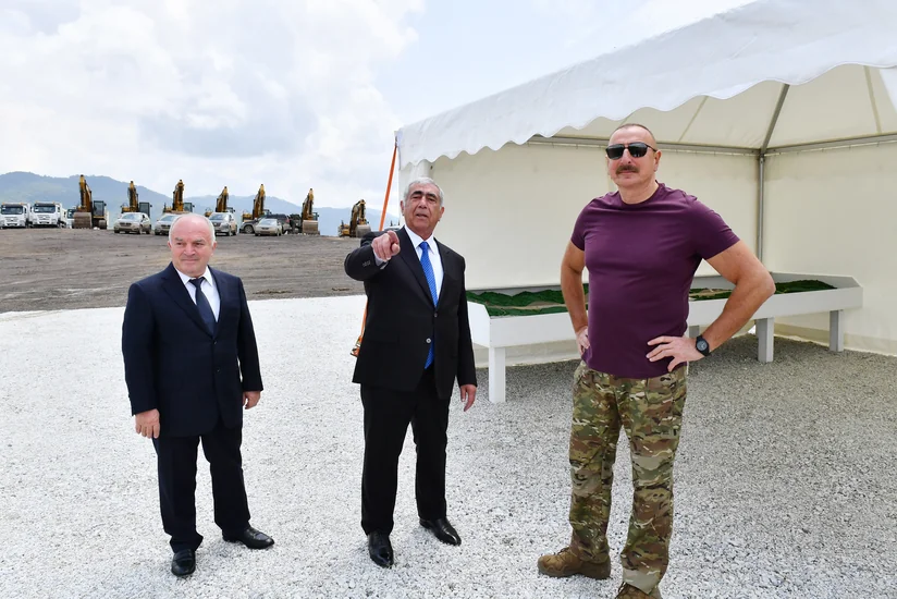 Ilham Aliyev gets acquainted with construction of Lachin International Airport
