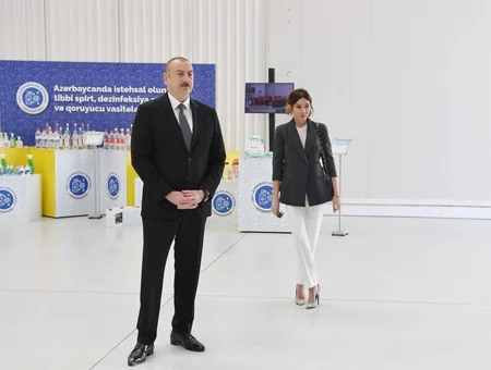 President Aliyev inaugurates medical face masks manufacturing enterprise