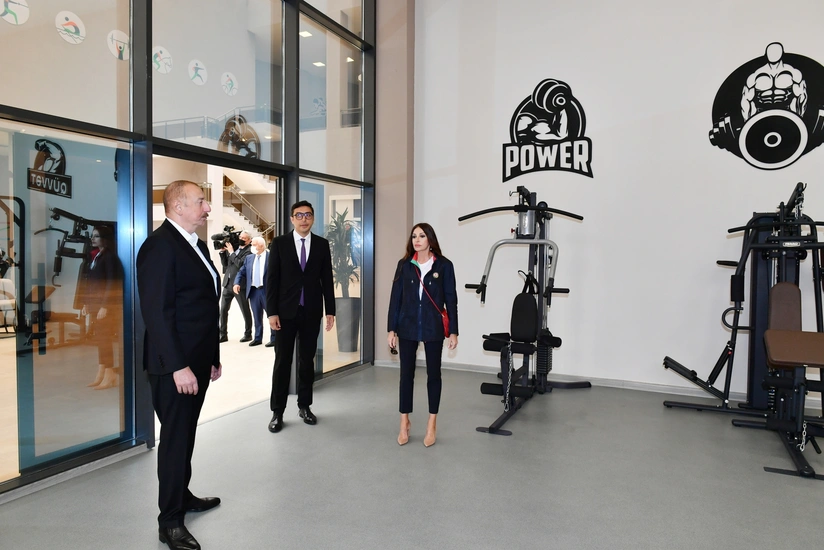 Ilham Aliyev and Mehriban Aliyeva attend inauguration of Neftchala Olympic Sports Complex