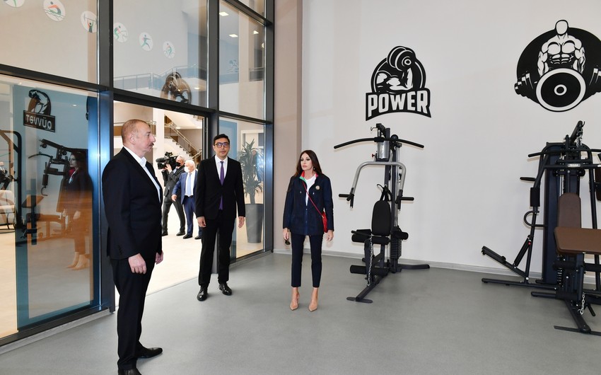 Ilham Aliyev and Mehriban Aliyeva attend inauguration of Neftchala Olympic Sports Complex