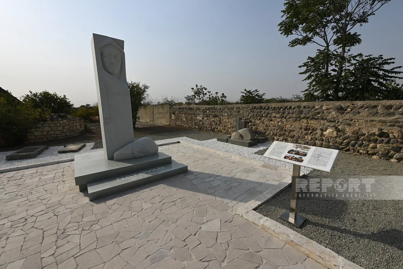 Restored monument of Natavan in Azerbaijan, Khidirli village, new road to Aghdam - REPORT