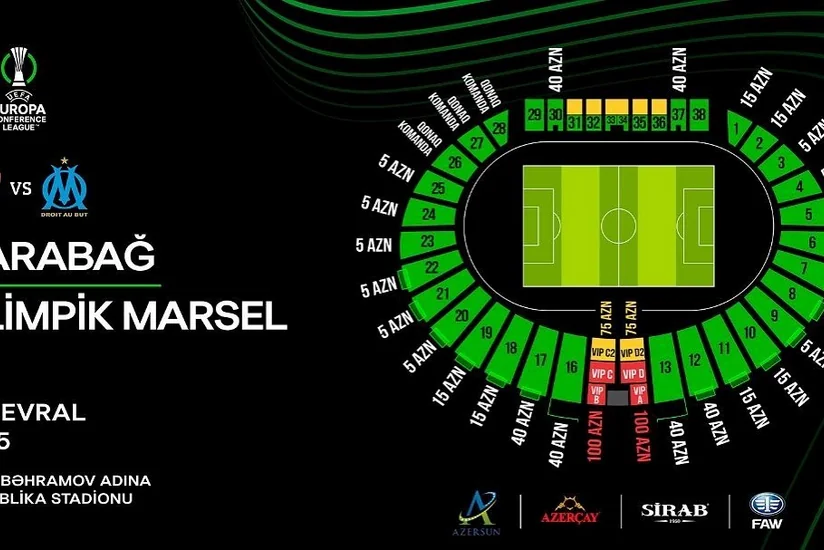 “Qarabağ” – “Marsel” oyunu üçün ən ucuz bilet 5 manata olacaq