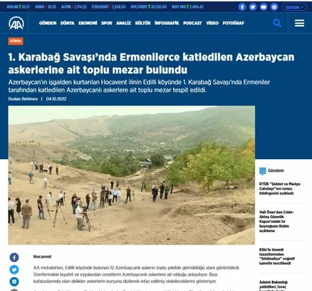 Dünya mətbuatı Edillidə aşkarlanan kütləvi məzarlıqla bağlı geniş məlumat yayıb