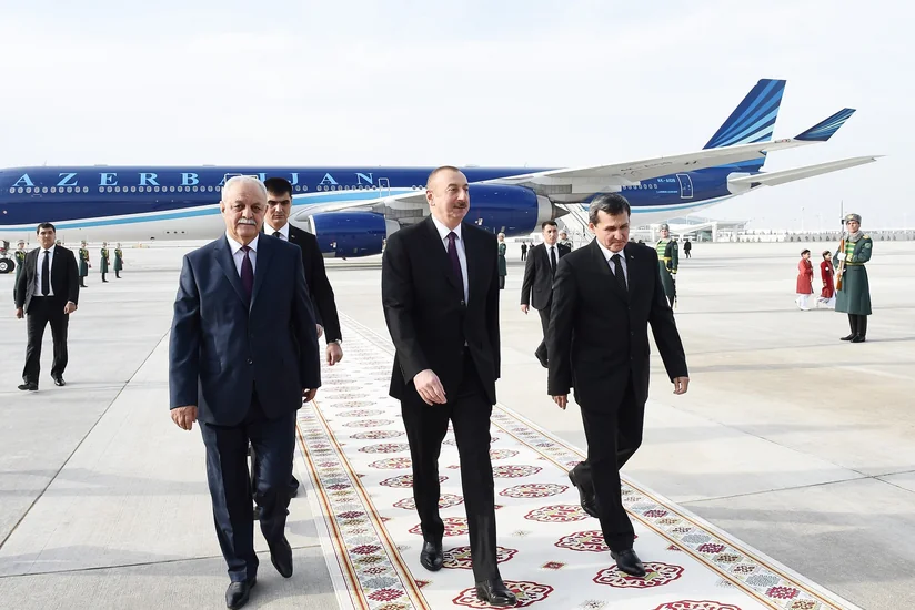 President Ilham Aliyev arrives in Turkmenistan for official visit