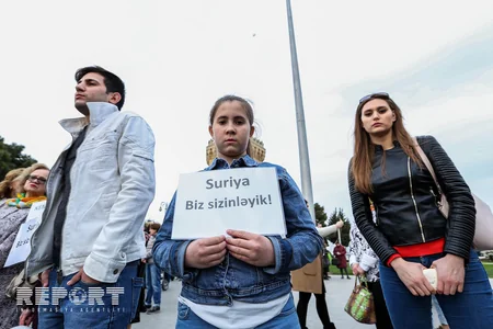 Bakıda Kemerovodakı faciə ilə əlaqədar aksiya keçirilib - FOTO - VİDEO