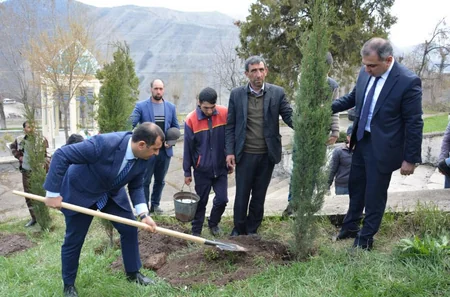 Daşkəsəndə Heydər Əliyevin 100 illiyi münasibətilə ağacəkmə aksiyası keçirilib