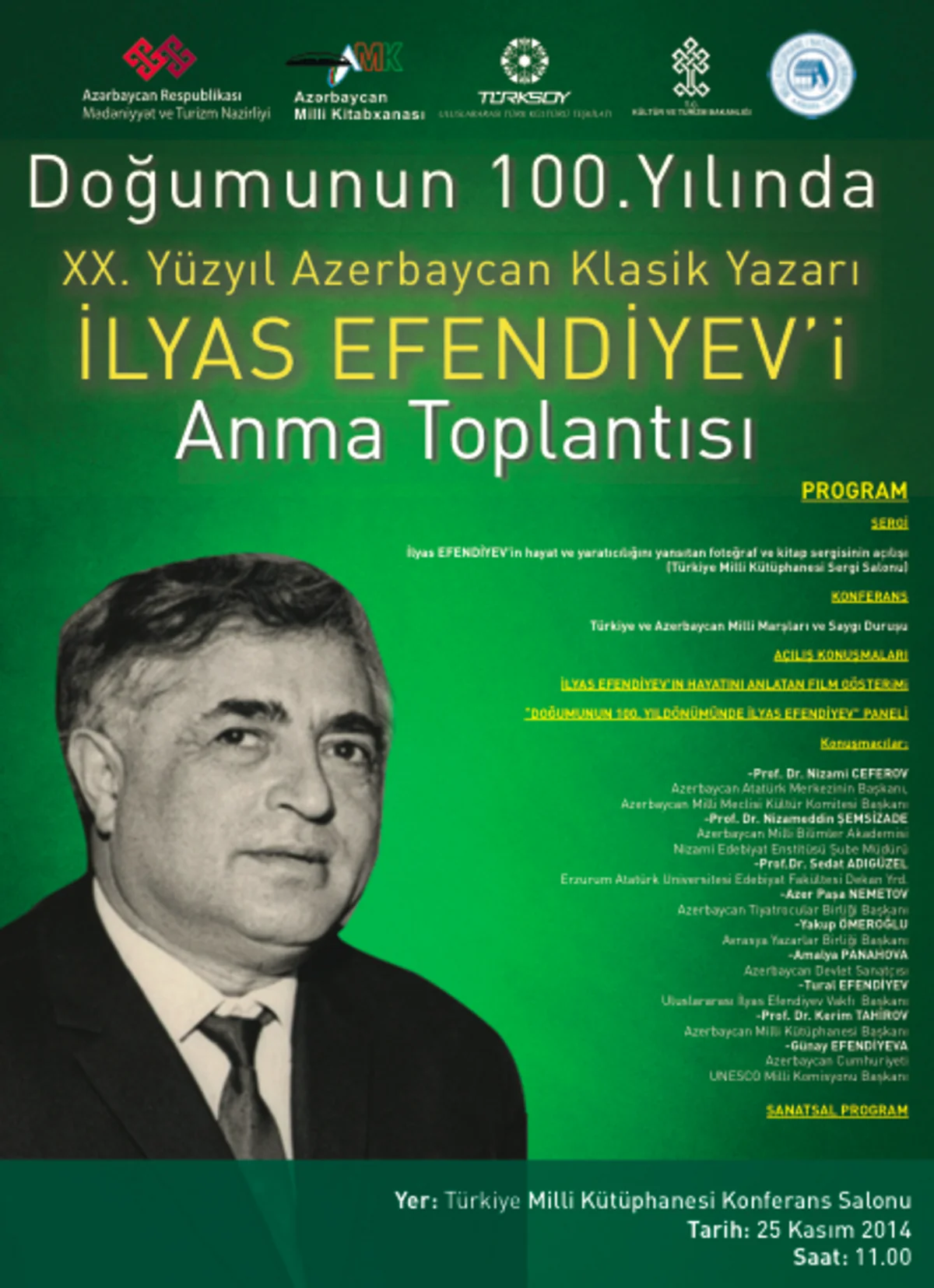 Türkiyədə İlyas Əfəndiyevin 100 illik yubileyi qeyd olunacaq