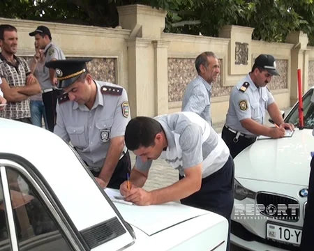 Kürdəmirdə polis reydi: 100-ə yaxın avtomobil saxlanılıb - FOTO