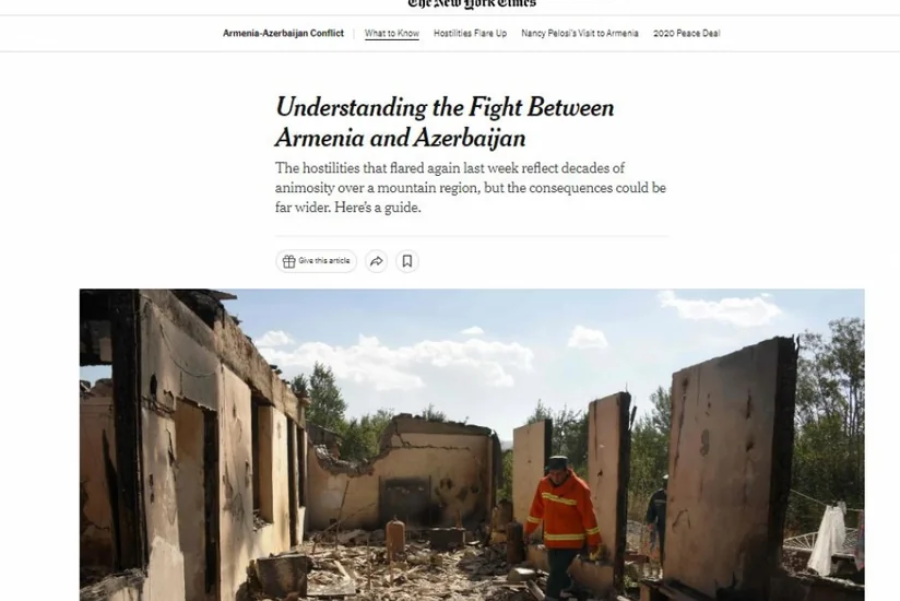 “The New York Times” Ermənistanla Azərbaycanın şərti sərhədindəki gərginliyə münasibət bildirib