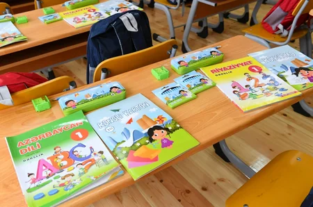 Azerbaijani president, First Lady open new school building in Charhan village
