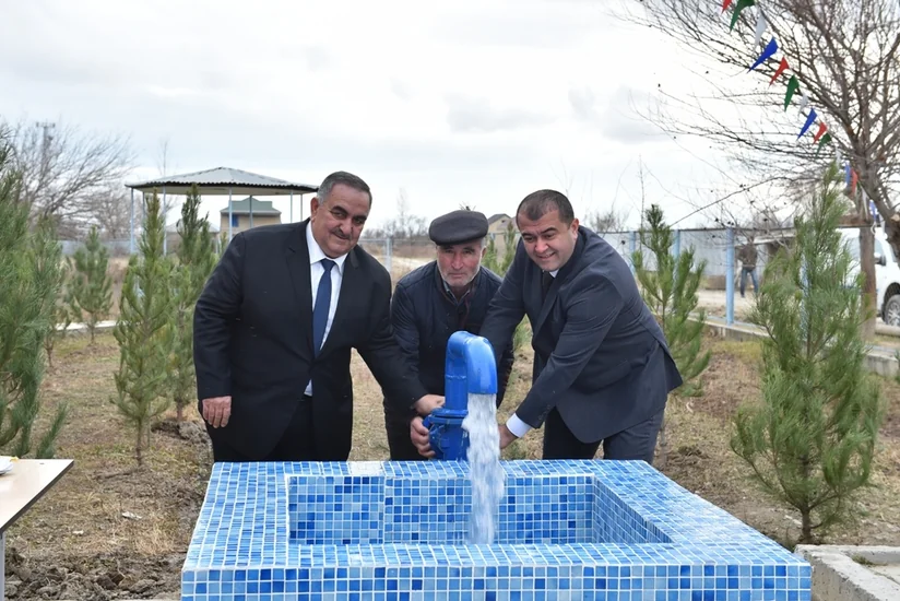 Hacıqabul rayonunun Navahı qəsəbəsində yeni su təchizatı sistemləri yaradılıb