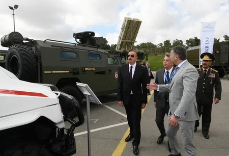 President Ilham Aliyev views 3rd Azerbaijan International Defense Exhibition ADEX 2018