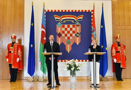 Azerbaijani and Croatian presidents make press statements
