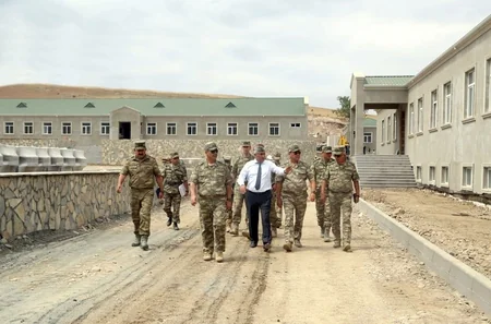 Azerbaijan Defense Minister visited several military units being under construction in the frontline zone -  VIDEO