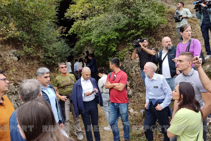International travelers view center of Fuzuli