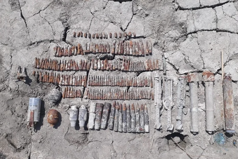 Biləsuvarda 49 ədəd müxtəlif növ partlamamış hərbi sursat aşkar olunub