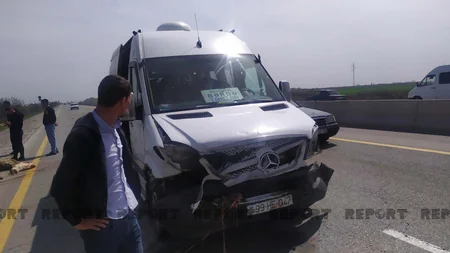 Kürdəmirdə mikroavtobus qoyun sürüsünə girib, 15 xırdabuynuzlu tələf olub