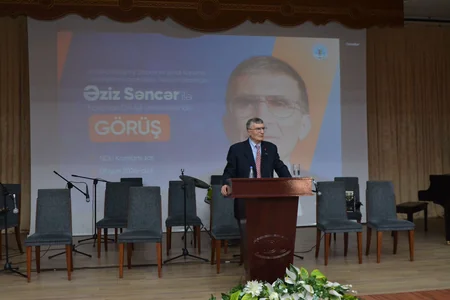 Nobel mükafatçısı Əziz Səncər Naxçıvan Dövlət Universitetində olub