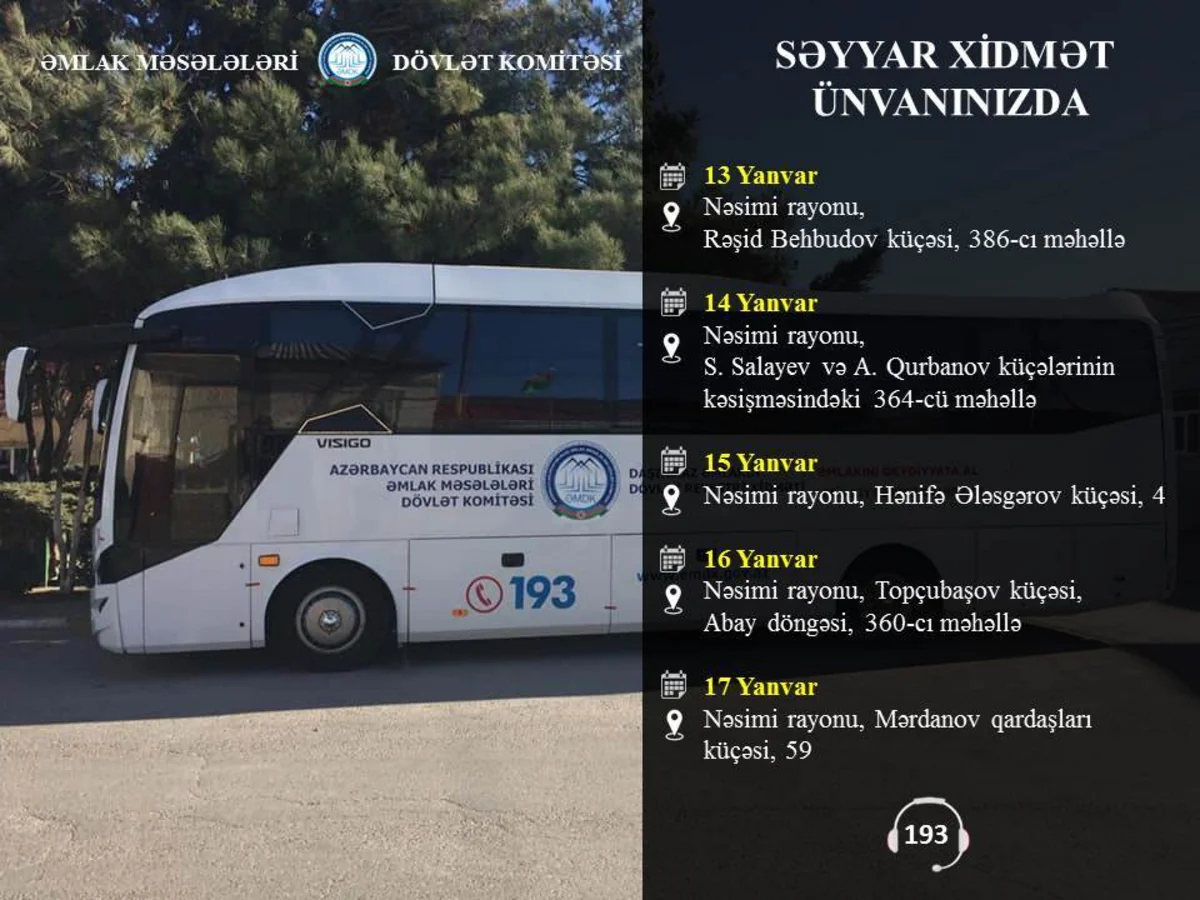 Bakının Nəsimi rayonunda çoxmənzilli binaların səyyar qeydiyyatı aparılacaq