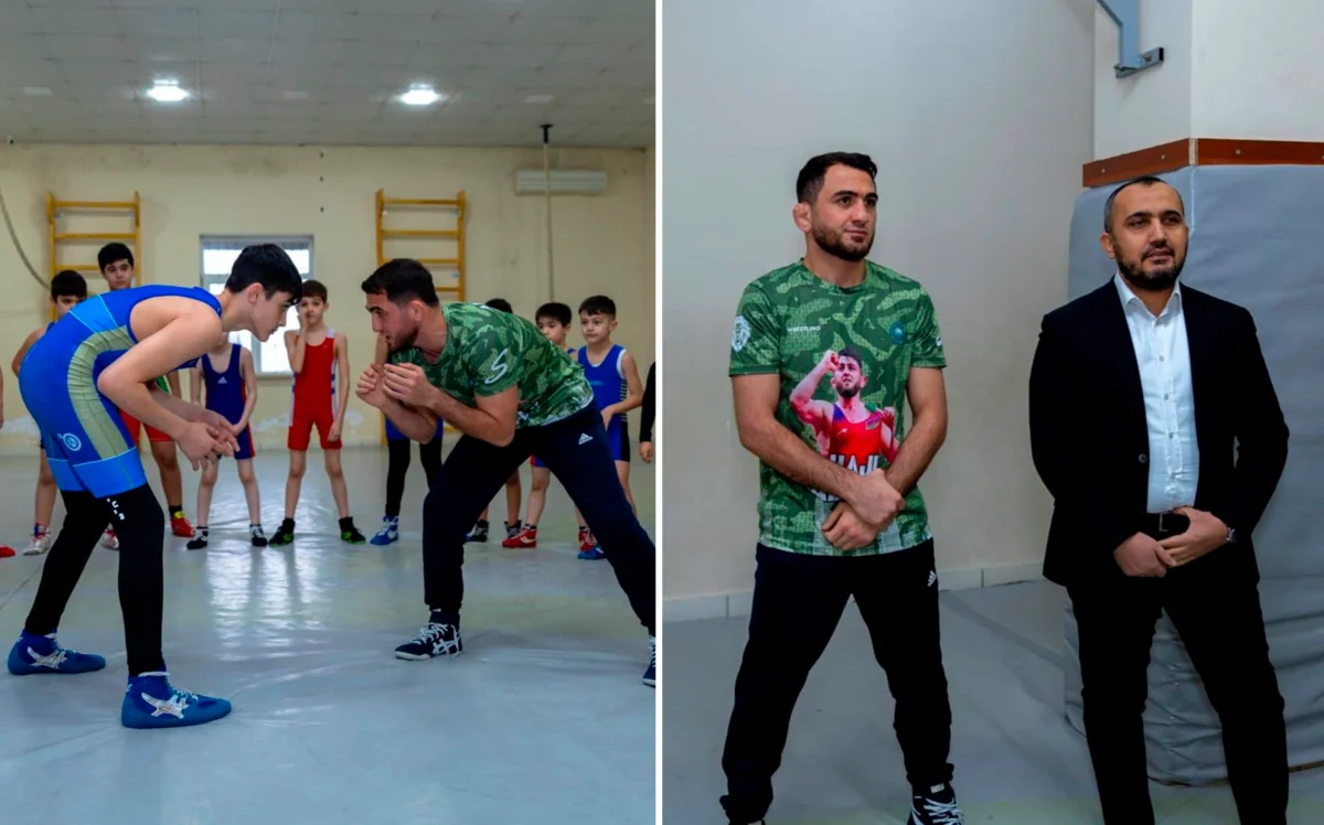 Hacı Əliyev Azərbaycanda yeni yaradılan güləş klubunda ustad dərsi keçib